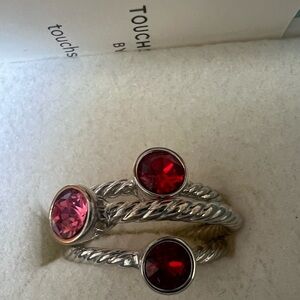 Touchstone Crystal set of 3 rings size 6 new in pouch Swarovski crystals
